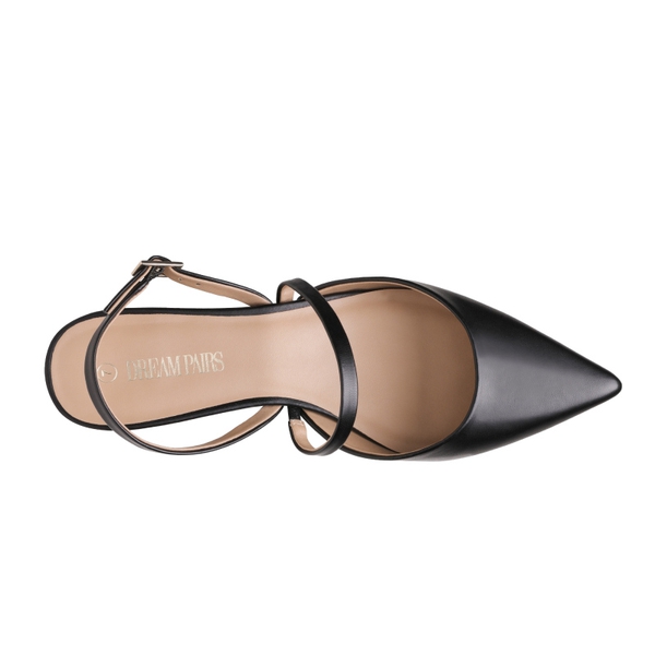 Closed Toe Chunky Slingback Pumps - BLACK PU - 3